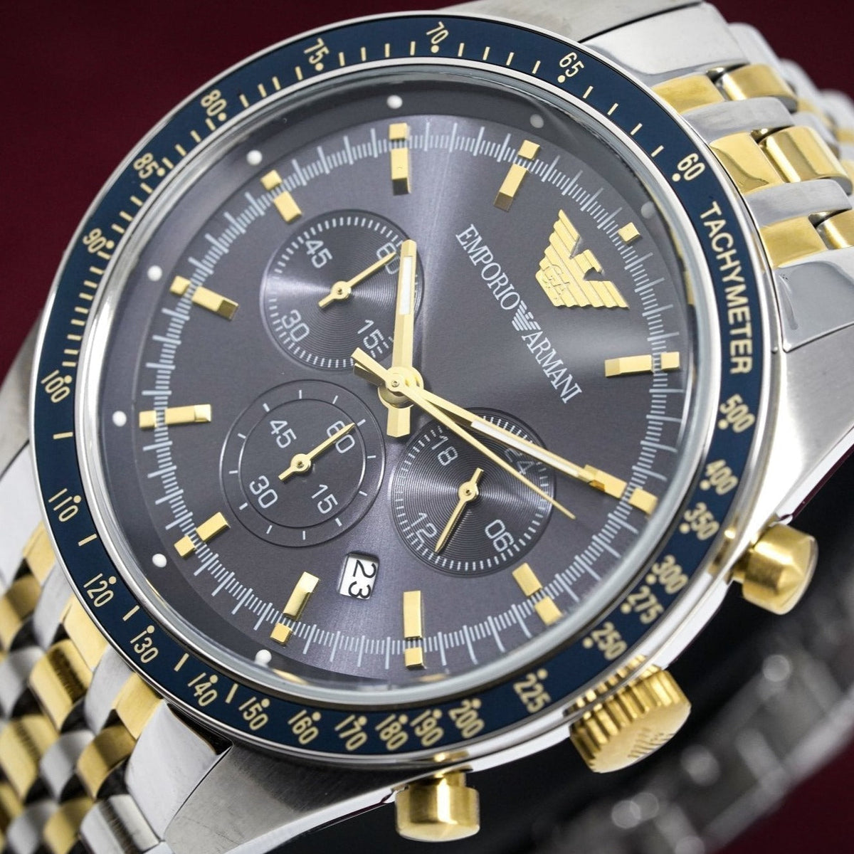 Emporio Armani Ar8030 Men S Tazio Chronograph Two Tone Watch -korean beauty