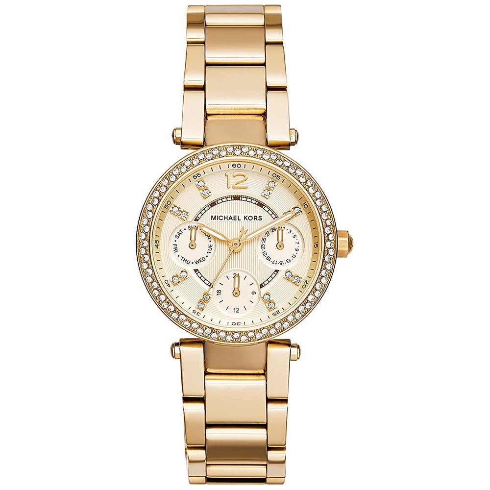 Michael Kors Mk6056 Ladies Mini Parker Gold Chronograph Watch -korean beauty