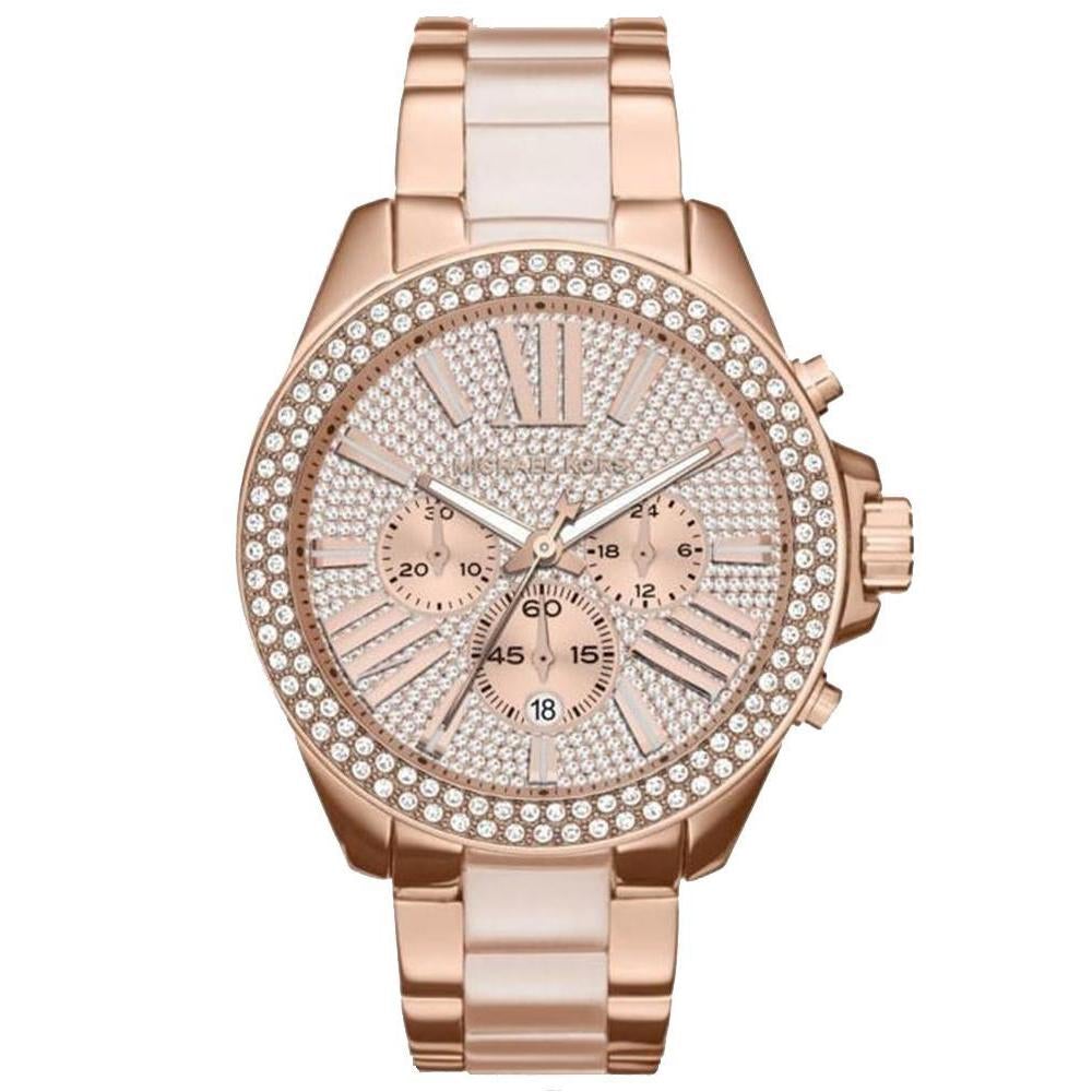 Michael Kors Mk6096 Ladies Wren Rose Gold Chronograph Watch -korean beauty