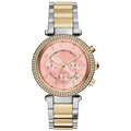 Michael Kors Mk6140 Ladies Silver Gold Chronograph Watch -korean beauty
