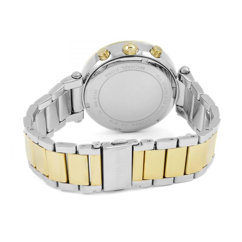 Michael Kors Mk6140 Ladies Silver Gold Chronograph Watch -korean beauty