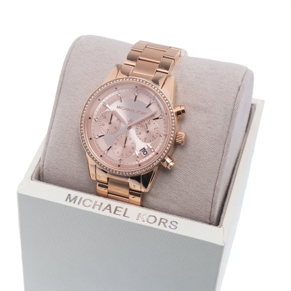 Michael Kors Mk6357 Ladies Ritz Rose Gold Watch -korean beauty