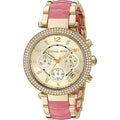 Michael Kors Mk6363 Ladies Chronograph Parker Yellow Gold Watch -korean beauty