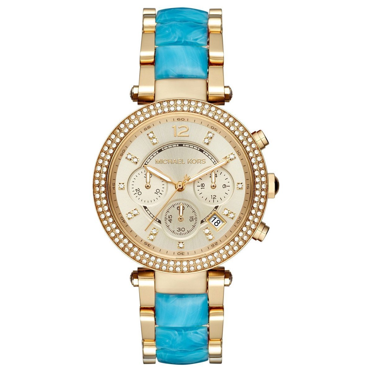 Michael Kors Mk6364 Ladies Chronograph Parker Blue Watch -korean beauty