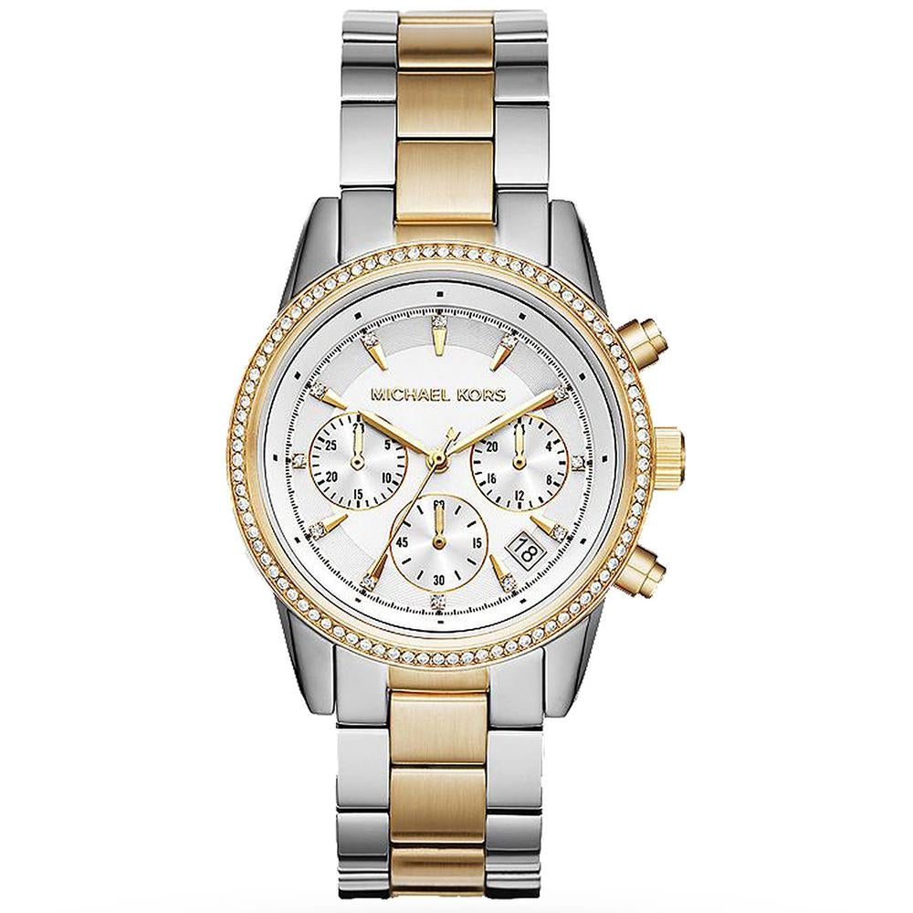 Michael Kors Mk6474 Ladies Ritz Gold Chronograph Watch -korean beauty