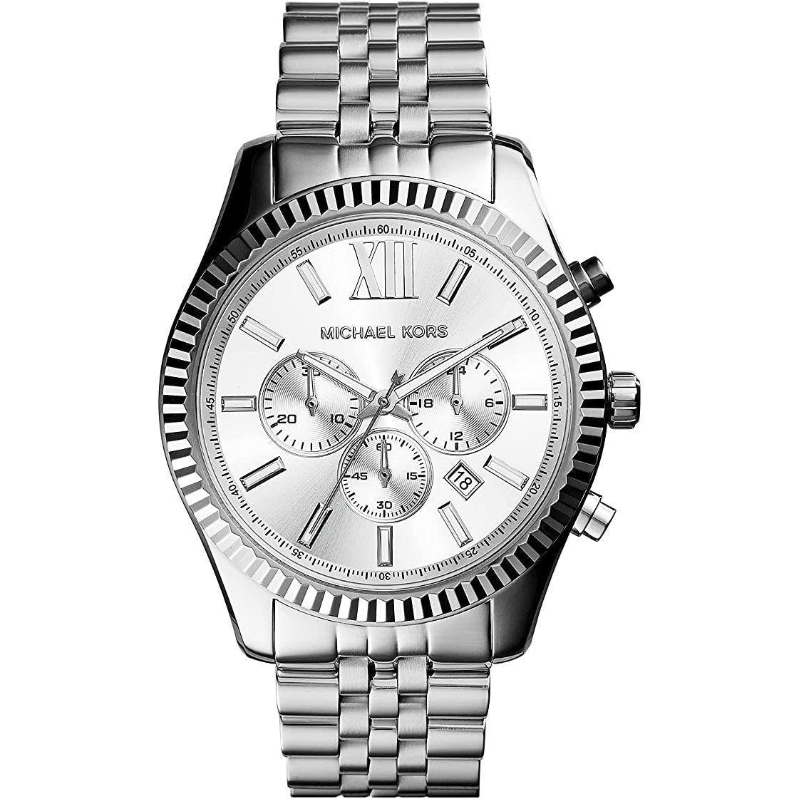 Michael Kors Mk8405 Men S Lexington Chronograph Silver Watch -korean beauty