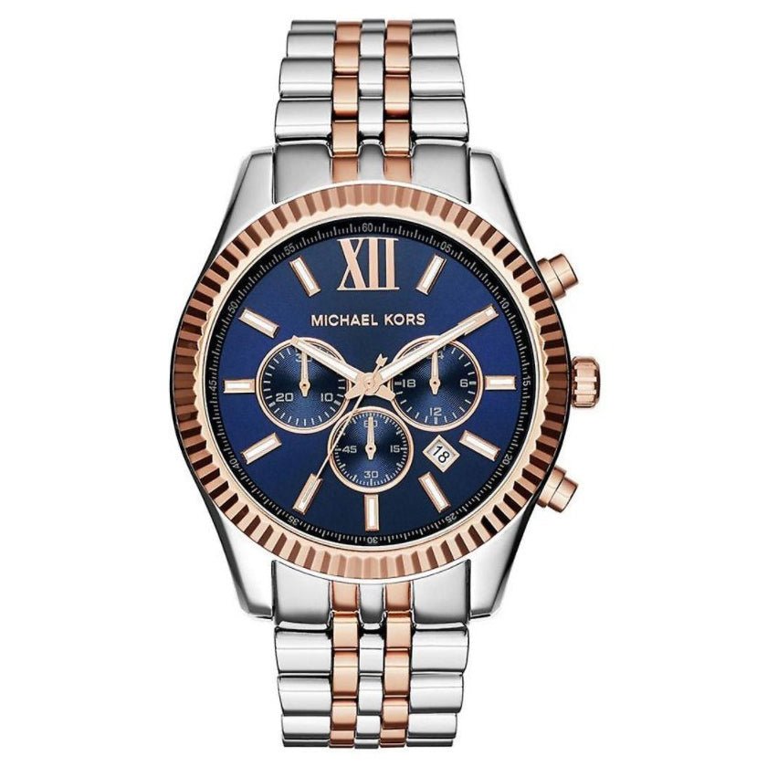 Michael Kors Mk8412 Men S Lexington Chronograph Two Tone Blue Watch -korean beauty