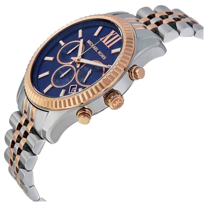 Michael Kors Mk8412 Men S Lexington Chronograph Two Tone Blue Watch -korean beauty