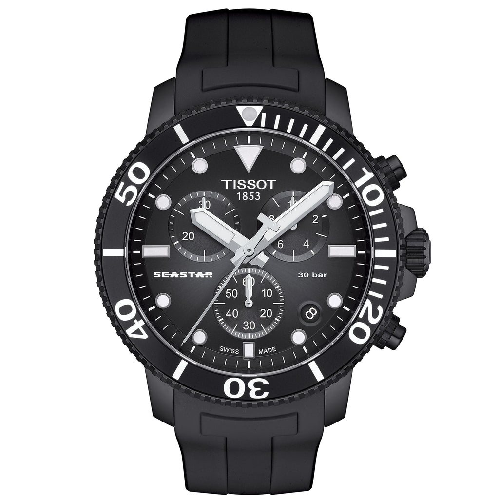 Tissot Seastar 1000 Chronograph Mens Black Watch T120 417 37 051 02 -korean beauty