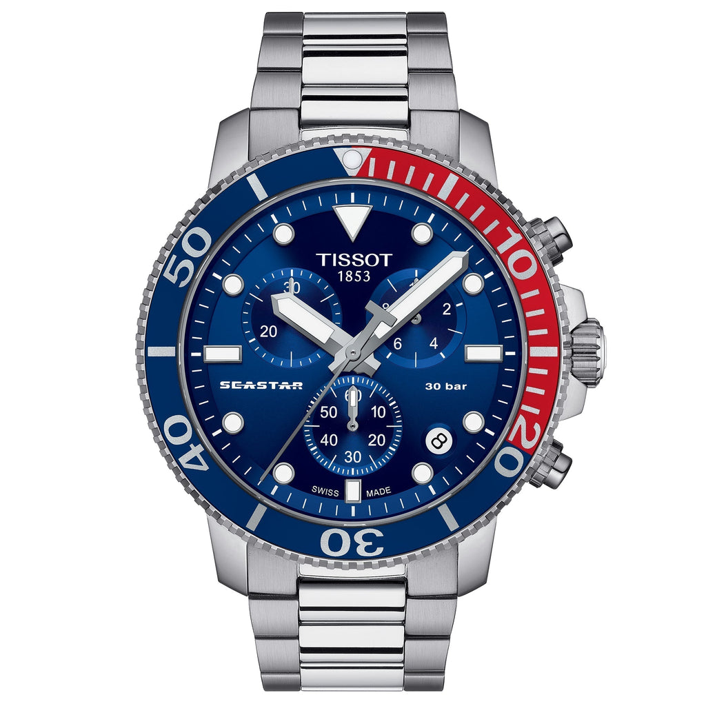 Tissot Seastar 1000 Quartz Chronograph Mens Graded Blue Watch T1204171104103 -korean beauty