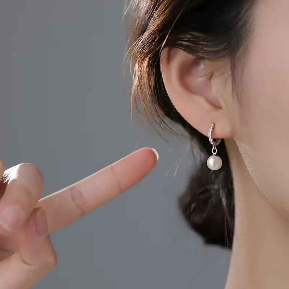 Pearl Drop Hoop Earrings