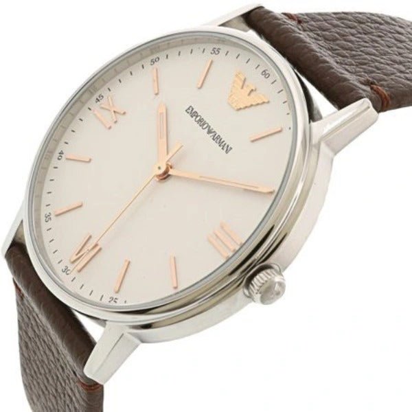 Emporio Armani Herren White Dial Brown Leather Strap Watch For Men Ar11103 -korean beauty