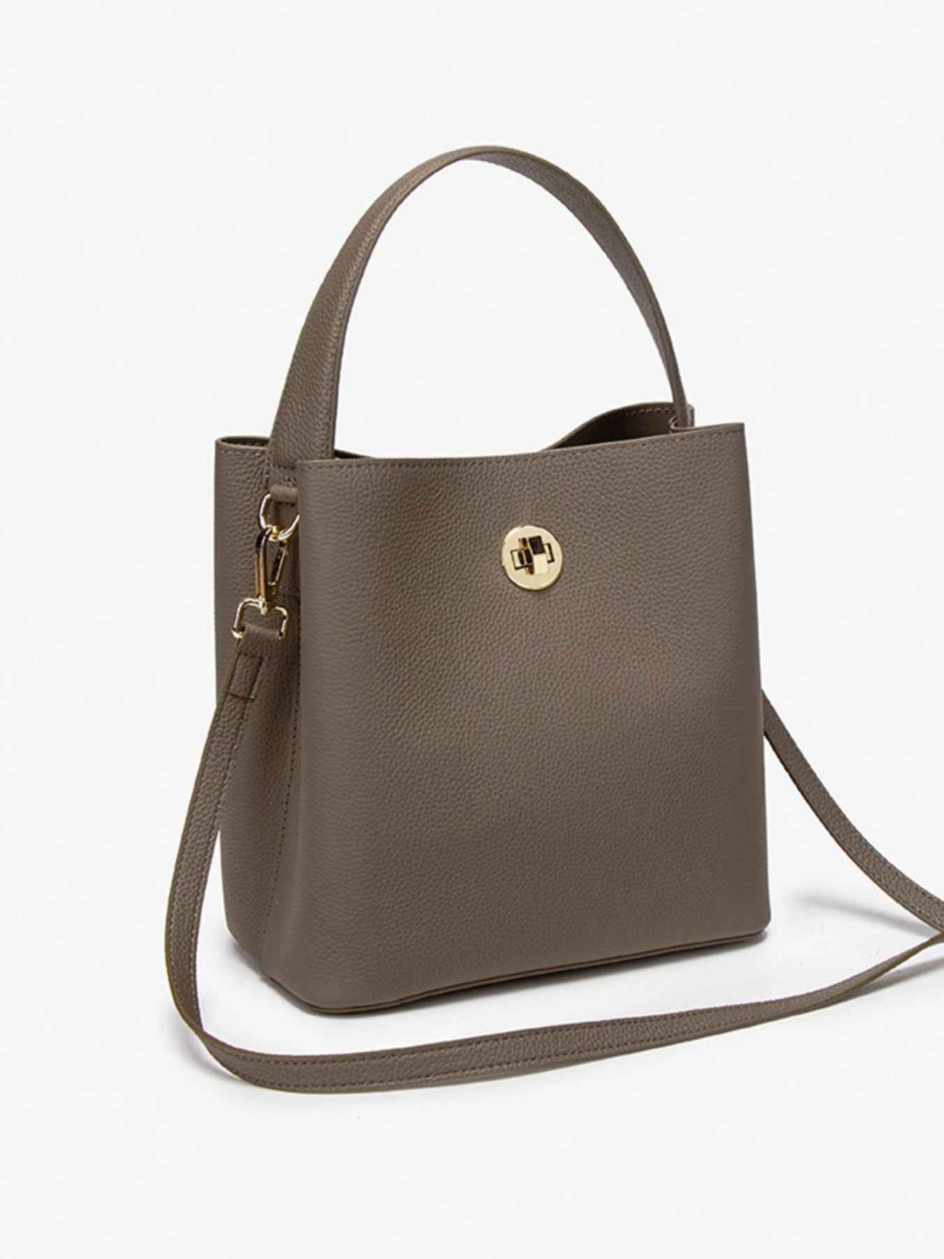 Leather Bucket Crossbody Bag