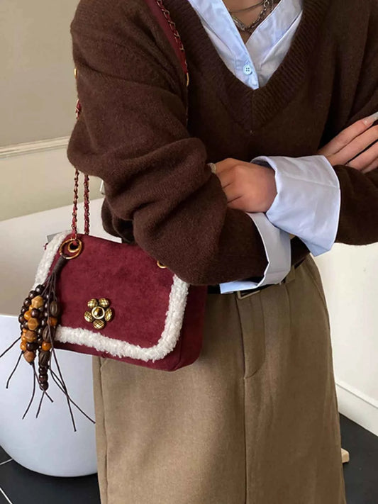 Fluffy Trim Shoulder Bag