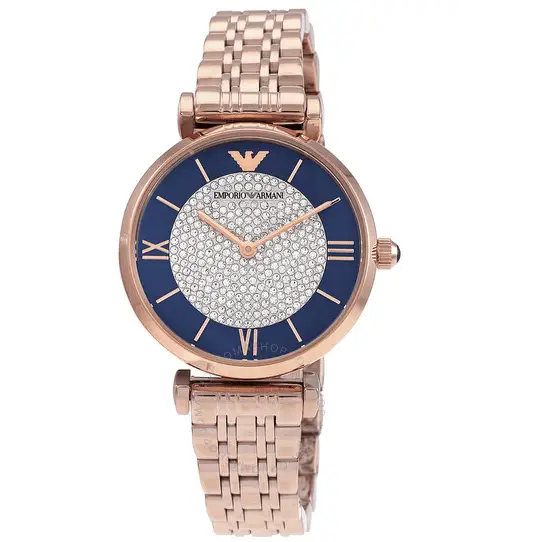 Emporio Armani Gianni T Bar Quartz Crystals Black Dial Gold Steel Strap Watch For Women Ar11423 -korean beauty