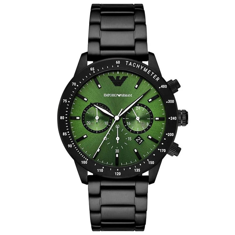 Emporio Armani Chronograph Black Stainless Steel Mens Watch 43mm Ar11472 -korean beauty