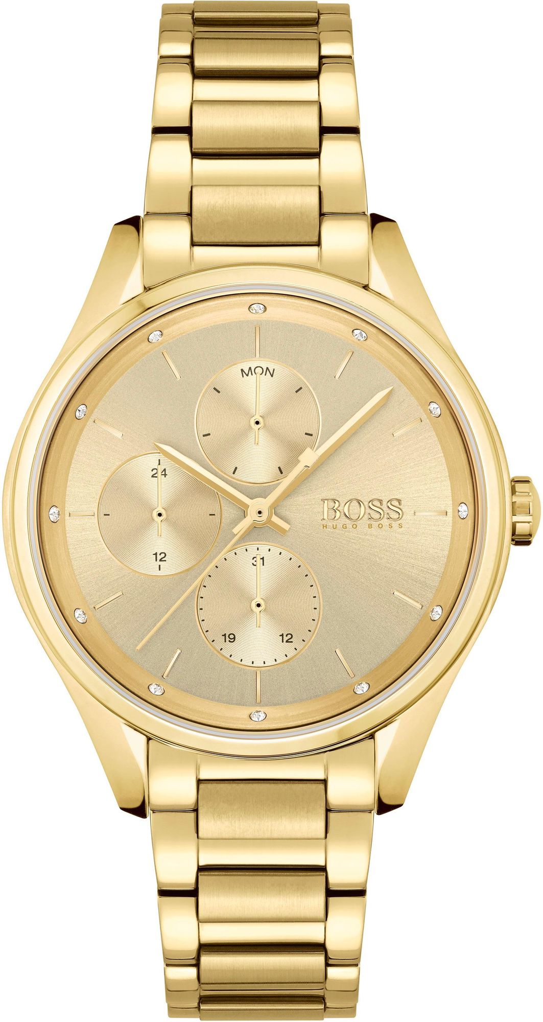 Hugo Boss Womens 1502584 Grand Course Quartz Gold Tone Stainless Steel Watch -korean beauty