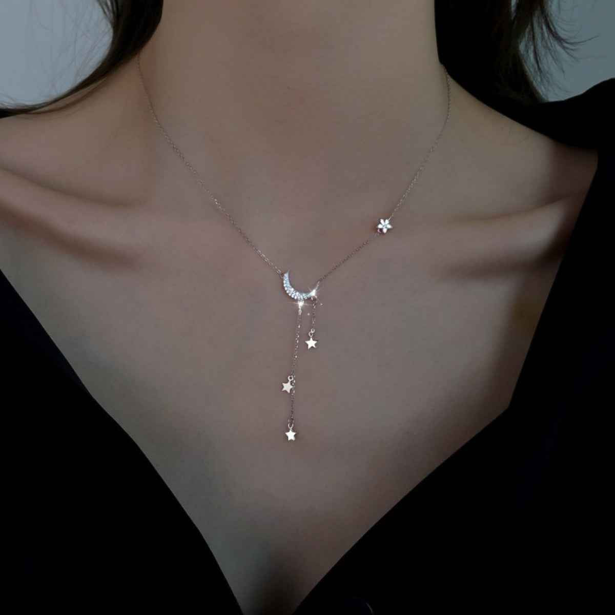 925 Sterling Silver Star Moon Necklace