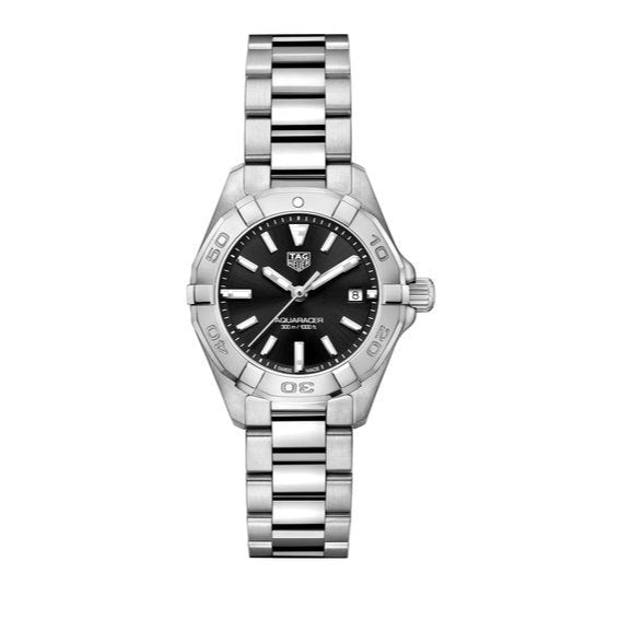Tag Heuer Aquaracer Quartz Black Dial Silver Steel Strap Watch For Women Wbd1410 Ba0741 -korean beauty