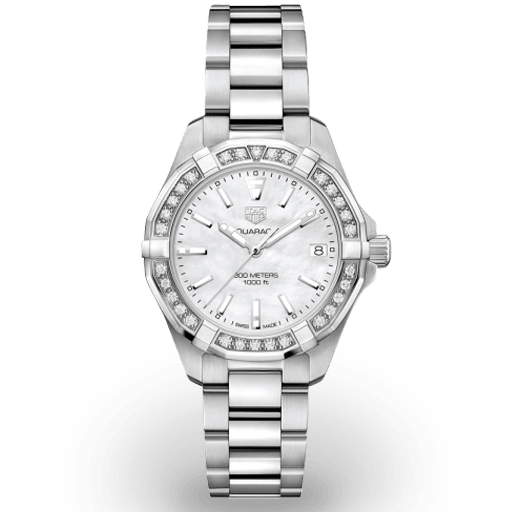 Tag Heuer Aquaracer Diamonds Mother Of Pearl Dial Silver Steel Strap Watch For Women Wbd1313 Ba0740 -korean beauty