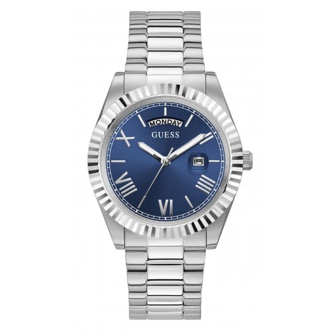 Guess Watches Gents Connoisseur Stainless Steel Silver Watch Gw0265g7 -korean beauty