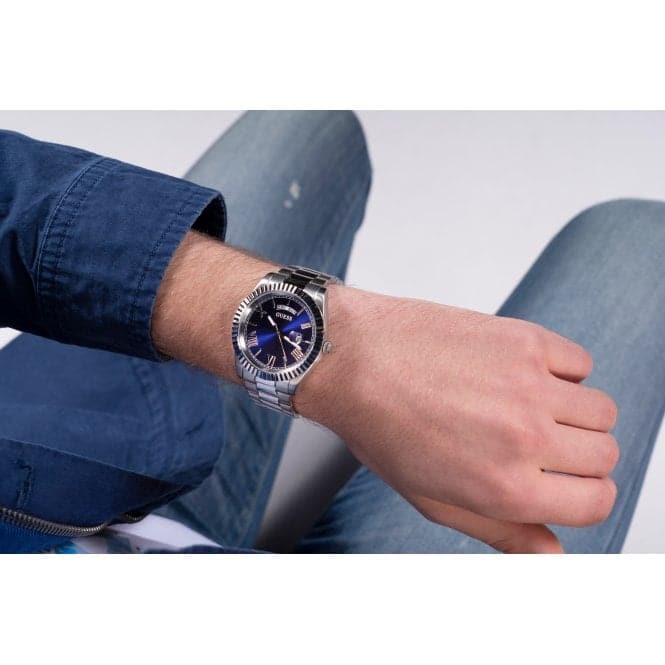 Guess Watches Gents Connoisseur Stainless Steel Silver Watch Gw0265g7 -korean beauty