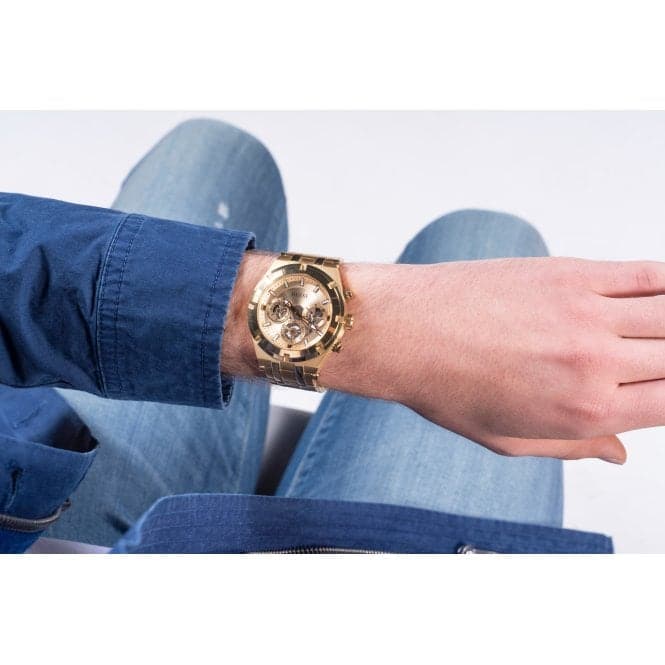 Guess Watches Gents Continental Gold Tone Watch Gw0260g4 -korean beauty