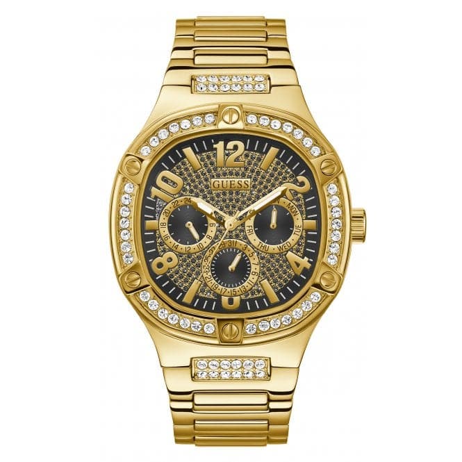 Guess Watches Gents Duke Stainless Steel Gold Watch Gw0576g2 -korean beauty