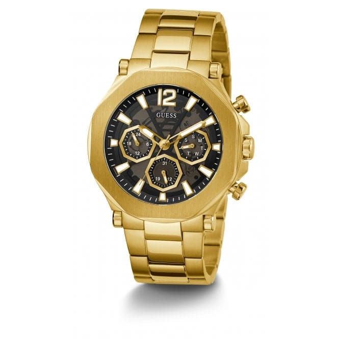 Guess Watches Gents Edge Stainless Steel Gold Watch Gw0539g2 -korean beauty