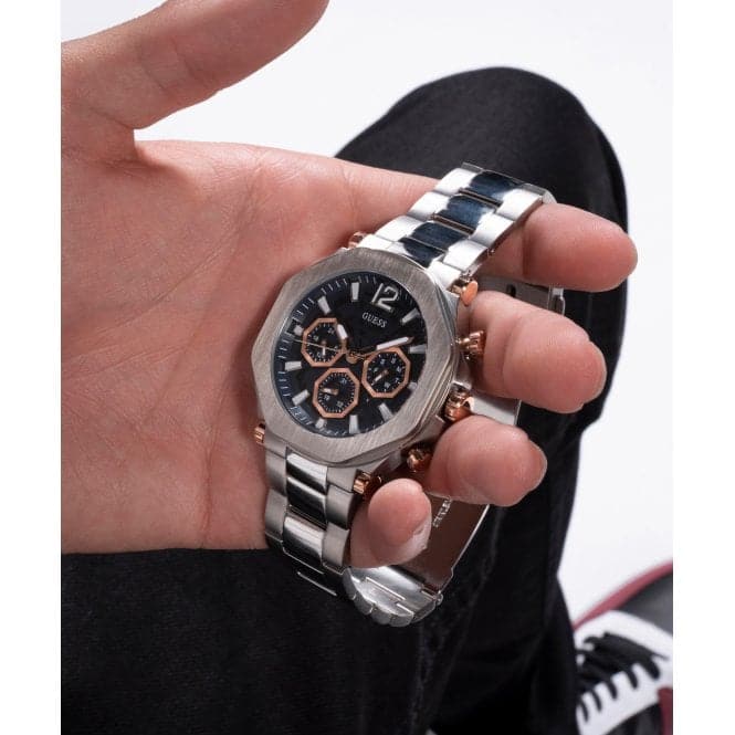 Guess Watches Gents Edge Stainless Steel Silver Watch Gw0539g1 -korean beauty
