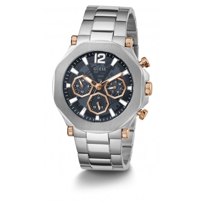 Guess Watches Gents Edge Stainless Steel Silver Watch Gw0539g1 -korean beauty