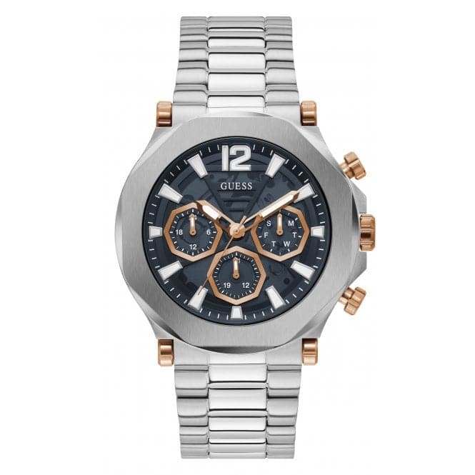 Guess Watches Gents Edge Stainless Steel Silver Watch Gw0539g1 -korean beauty