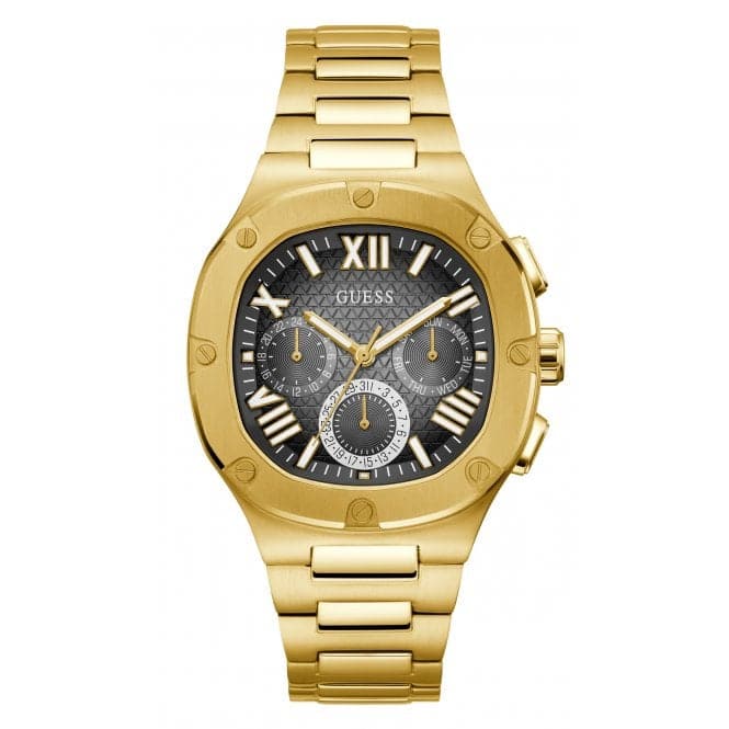 Guess Watches Gents Headline Stainless Steel Gold Watch Gw0572g2 -korean beauty