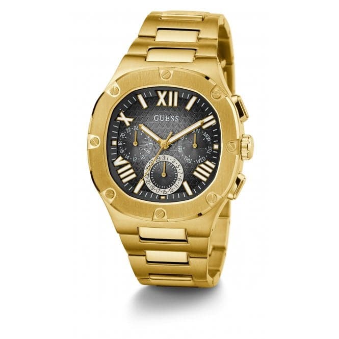 Guess Watches Gents Headline Stainless Steel Gold Watch Gw0572g2 -korean beauty