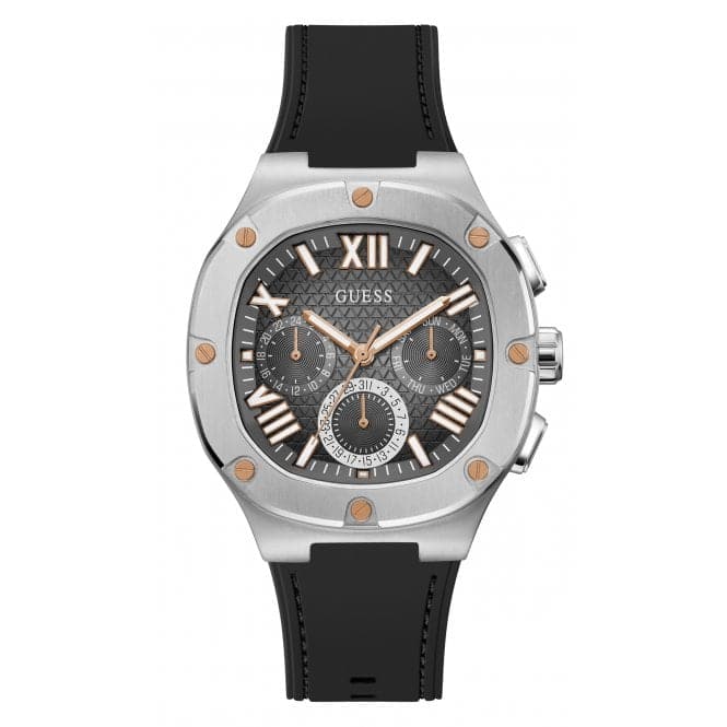 Guess Watches Gents Headline Stainless Steel Silver Watch Gw0571g1 -korean beauty