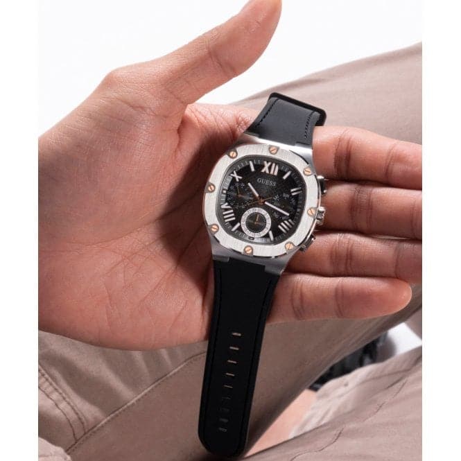 Guess Watches Gents Headline Stainless Steel Silver Watch Gw0571g1 -korean beauty