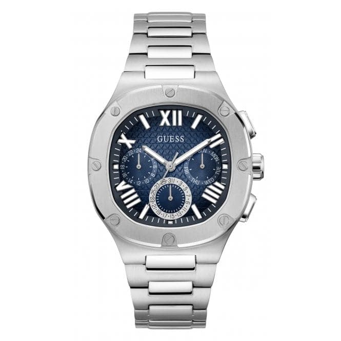Guess Watches Gents Headline Stainless Steel Silver Watch Gw0572g1 -korean beauty