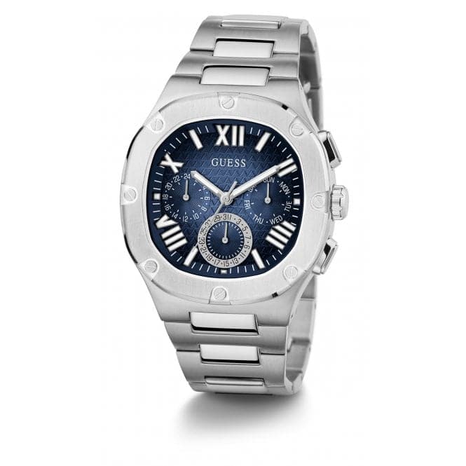 Guess Watches Gents Headline Stainless Steel Silver Watch Gw0572g1 -korean beauty