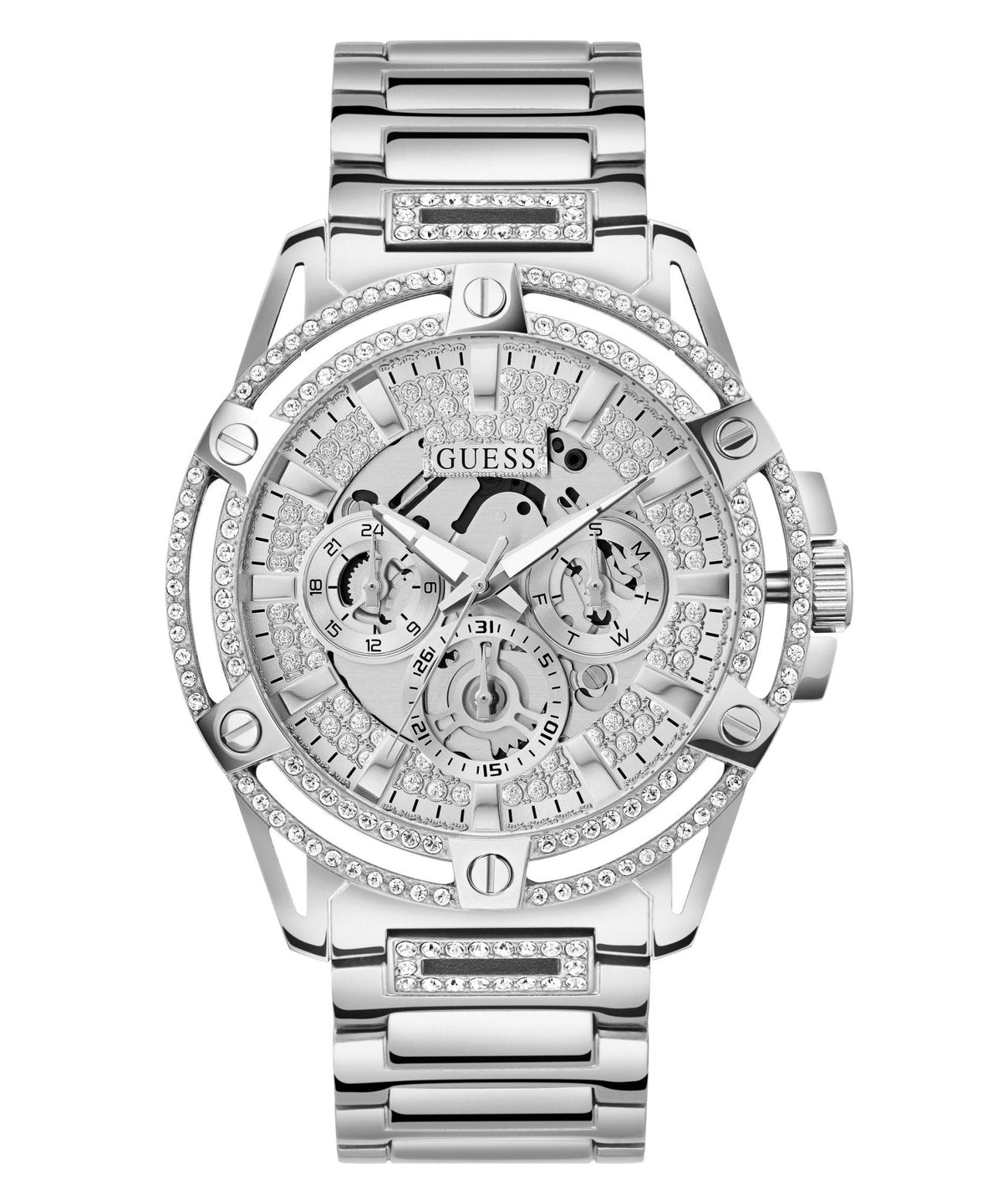 Gents King Silver Tone Stainless Steel Watch Gw0497g1 -korean beauty