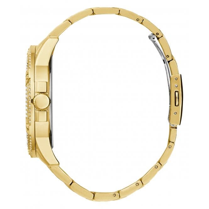 Guess Watches Gents King Stainless Steel Gold Tone Watch Gw0497g2 -korean beauty