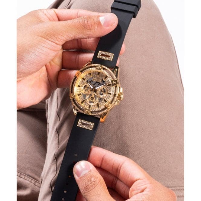 Guess Watches Gents King Stainless Steel Gold Watch Gw0537g2 -korean beauty