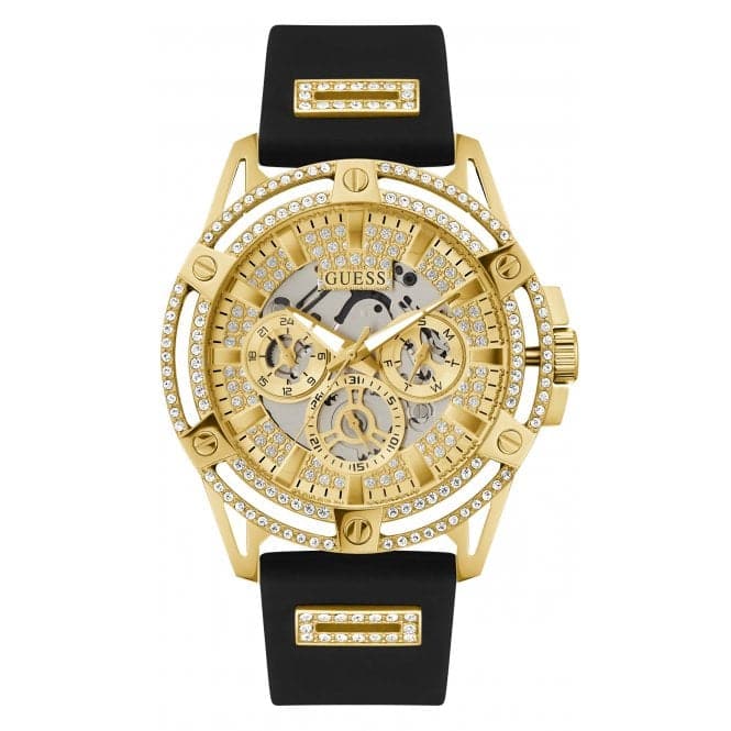Guess Watches Gents King Stainless Steel Gold Watch Gw0537g2 -korean beauty