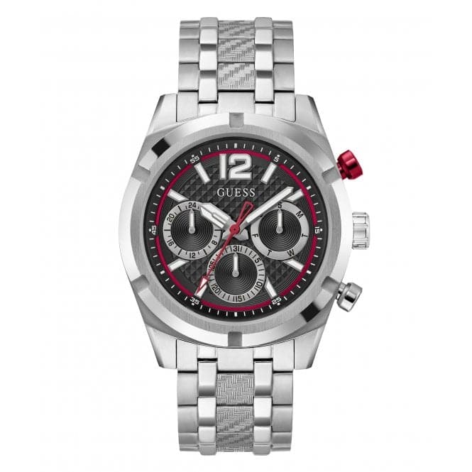 Guess Gent Resistance Silver Tone Watch Gw0714g1 -korean beauty