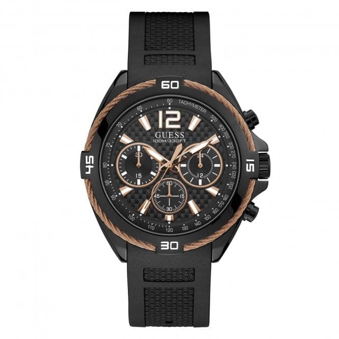 Guess Black Copper Wire Detail Watch W1168g3 -korean beauty