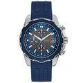 Guess Watches Guess Gents Silver Watch Blue Trim Grey Dial Blue Textured Silicone Strap W1047g2 -korean beauty