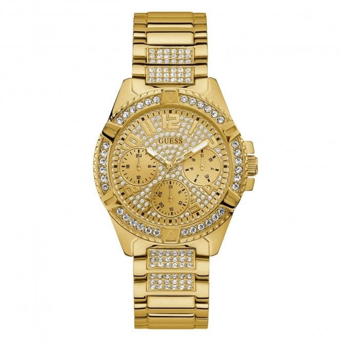 Guess Watches Guess Ladies Gold Crystals Glitz Dial Watch W1156l2 -korean beauty