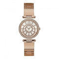 Guess Watches Guess Ladies Rose Gold Watch White Dial Rose Gold Textured Bracelet W1008l3 -korean beauty