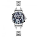 Guess Watches Guess Ladies Silver Blue Acid Denim Logo Dial Watch W1145l1 -korean beauty