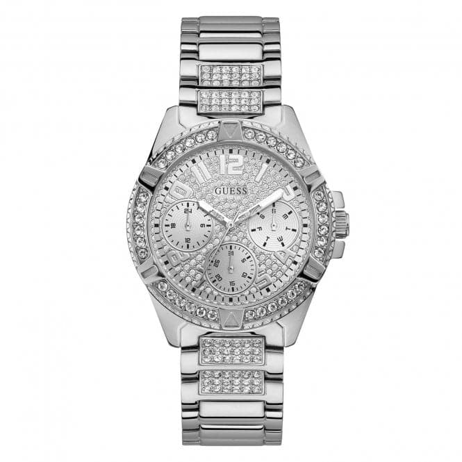 Guess Watches Guess Ladies Silver Crystals Glitz Dial Watch W1156l1 -korean beauty