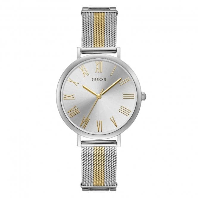 Guess Watches Guess Ladies Silver Two Tone Mesh Bracelet Watch W1155l1 -korean beauty